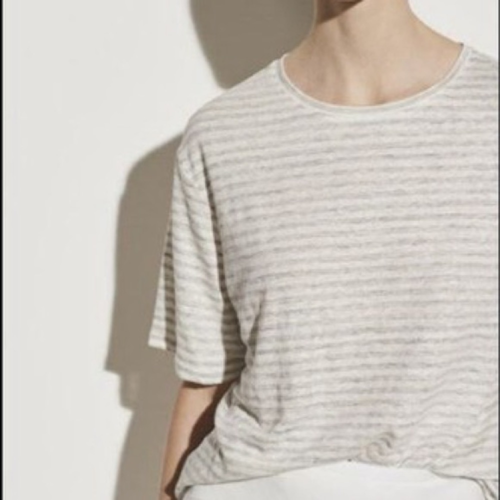 Vince striped linen boyfriend tee, oversized, large